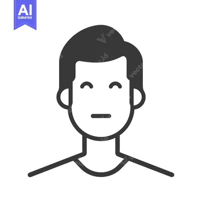 Aset desain premium: Black and white line art illustration of a man's face with a neutral e