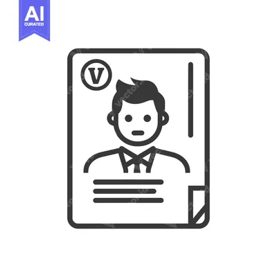 Aset desain premium: Black and White Line Art Illustration of a Man's Profile on a Document