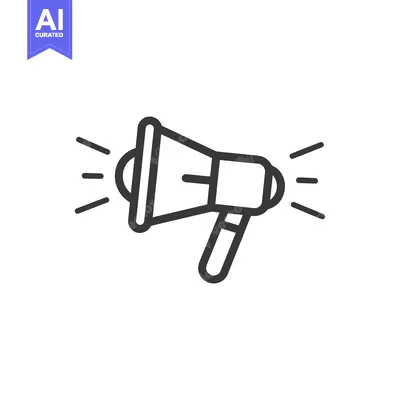 Popular premium asset: Black and White Line Art Illustration of a Megaphone