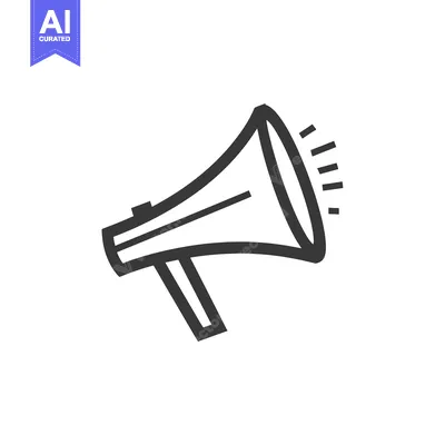 Aset desain premium: Black and White Line Art Illustration of a Megaphone