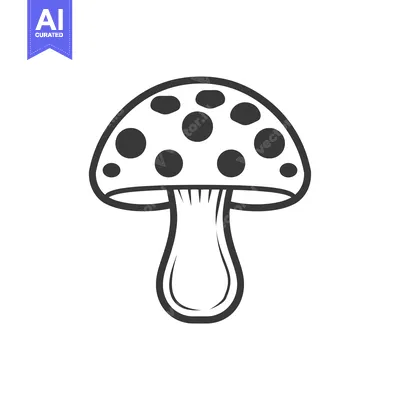 Aset premium populer: Black and white line art illustration of a mushroom with spots