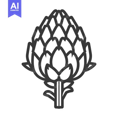 Aset desain premium: Black and White Line Art Illustration of an Artichoke