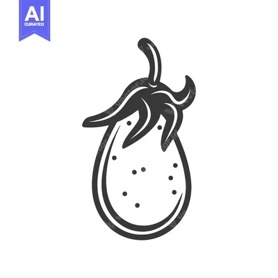 Premium design asset: Black and White Line Art Illustration of an Eggplant