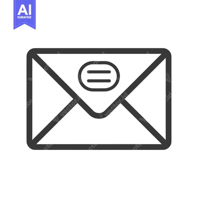 Aset desain premium: Black and White Line Art Illustration of an Envelope with a Menu Icon