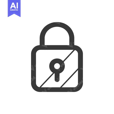 Premium design asset: Black and White Line Art Illustration of a Padlock