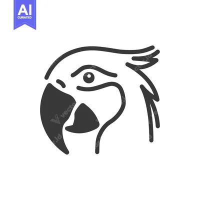 Aset desain premium: Black and White Line Art Illustration of a Parrot's Head