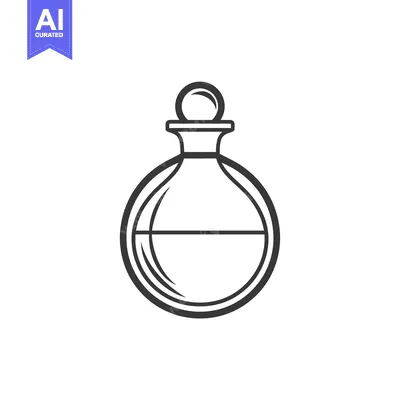 Black and White Line Art Illustration of a Perfume Bottle