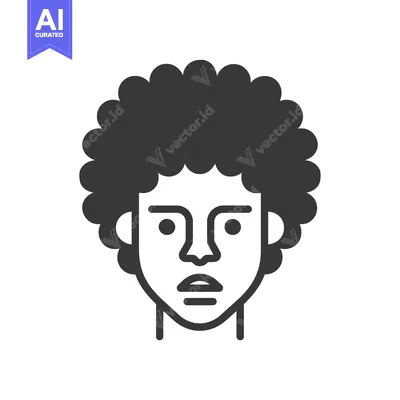Popular premium asset: Black and White Line Art Illustration of a Person with an Afro