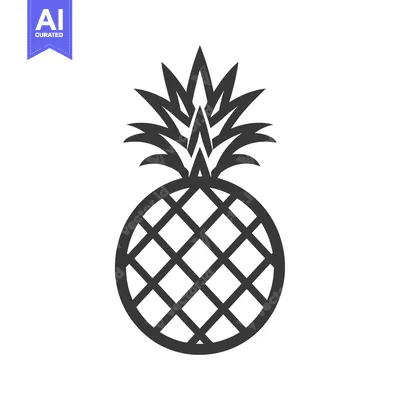 Aset desain premium: Black and White Line Art Illustration of a Pineapple