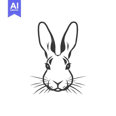 Aset premium populer: Black and White Line Art Illustration of a Rabbit's Head