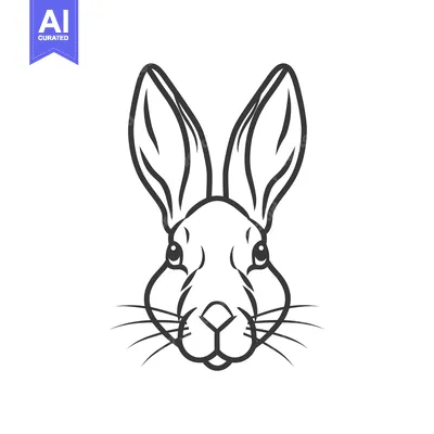 Aset premium populer: Black and White Line Art Illustration of a Rabbit's Head