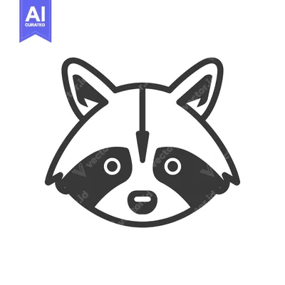 Premium design asset: Black and White Line Art Illustration of a Raccoon's Face