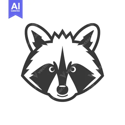 Aset desain premium: Black and White Line Art Illustration of a Raccoon's Face