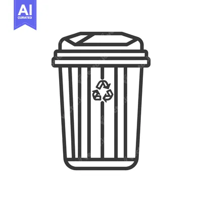 Aset premium populer: Black and White Line Art Illustration of a Recycling Bin