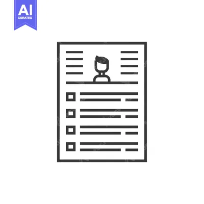 Aset desain premium: Black and White Line Art Illustration of a Resume