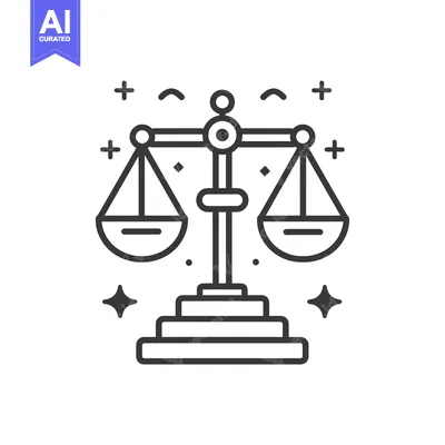 Aset premium populer: Black and White Line Art Illustration of a Scale with Decorative Eleme