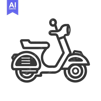 Black and White Line Art Illustration of a Scooter