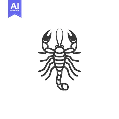 Aset desain premium: Black and White Line Art Illustration of a Scorpion