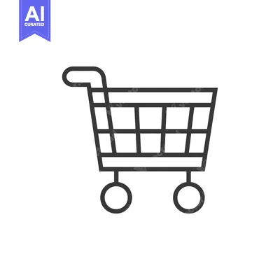 Premium design asset: Black and white line art illustration of a shopping cart