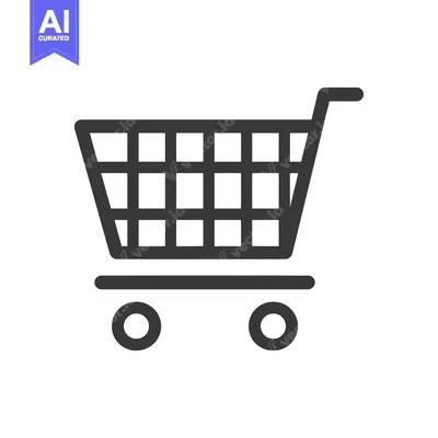 Aset premium populer: Black and white line art illustration of a shopping cart