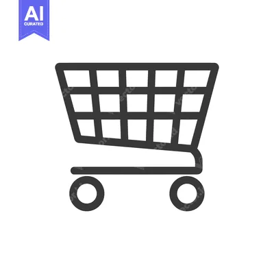 Aset premium populer: Black and white line art illustration of a shopping cart