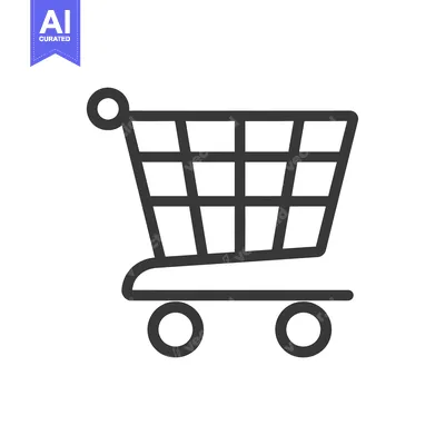 Aset premium populer: Black and White Line Art Illustration of a Shopping Cart