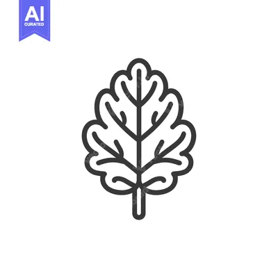 Premium design asset: Black and white line art illustration of a single leaf