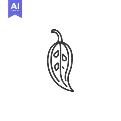 Popular premium asset: Black and White Line Art Illustration of a Single Open Pepper with See