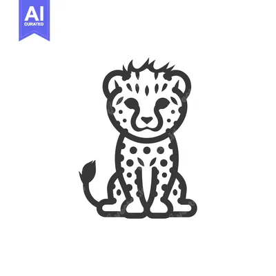Popular premium asset: Black and White Line Art Illustration of a Sitting Cheetah Cub