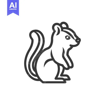 Aset premium populer: Black and White Line Art Illustration of a Sitting Squirrel
