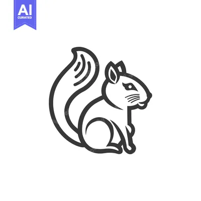 Popular premium asset: Black and white line art illustration of a sitting squirrel