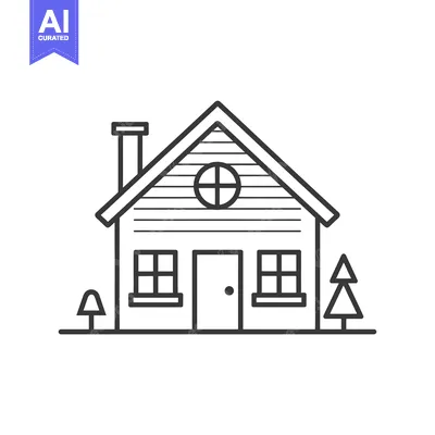 Popular premium asset: Black and White Line Art Illustration of a Small House with Trees