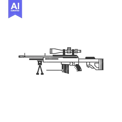 Popular premium asset: Black and White Line Art Illustration of a Sniper Rifle