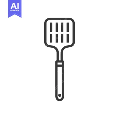 Black and white line art illustration of a spatula