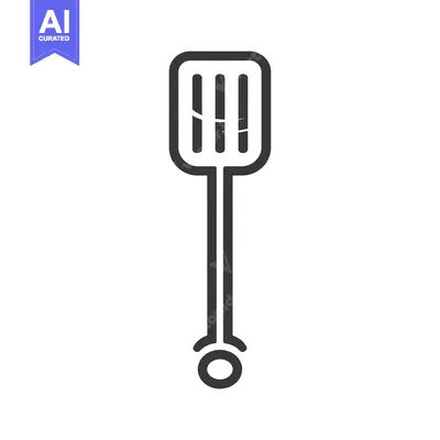 Aset desain premium: Black and White Line Art Illustration of a Spatula