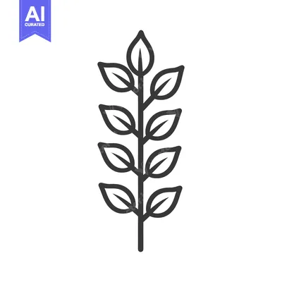 Popular premium asset: Black and white line art illustration of a sprig of leaves