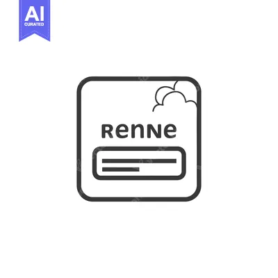 Premium design asset: Black and White Line Art Illustration of a Square with the Word "RenNe