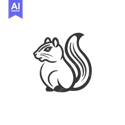 Aset premium populer: Black and White Line Art Illustration of a Squirrel