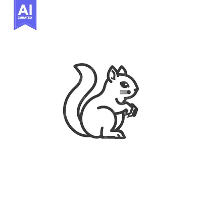 Premium design asset: Black and White Line Art Illustration of a Squirrel