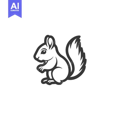 Aset premium populer: Black and White Line Art Illustration of a Squirrel