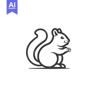 Aset premium populer: Black and white line art illustration of a squirrel holding a nut