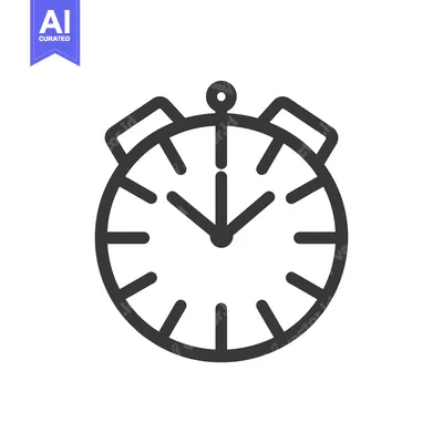 Premium design asset: Black and white line art illustration of a stopwatch