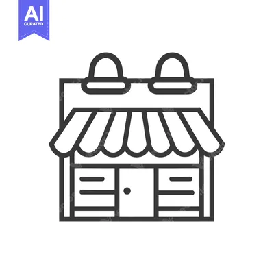 Popular premium asset: Black and white line art illustration of a storefront