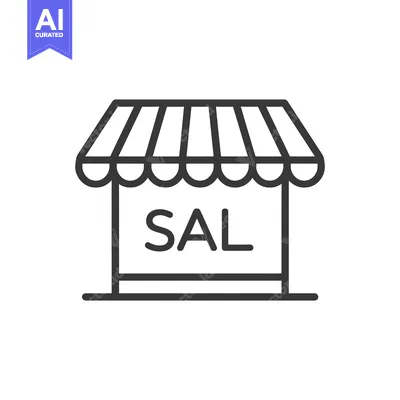 Popular premium asset: Black and White Line Art Illustration of a Store with a Sale Sign