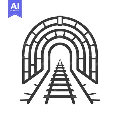 Aset premium populer: Black and white line art illustration of a train track leading into a