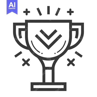 Aset premium populer: Black and White Line Art Illustration of a Trophy with Double Arrow Ic
