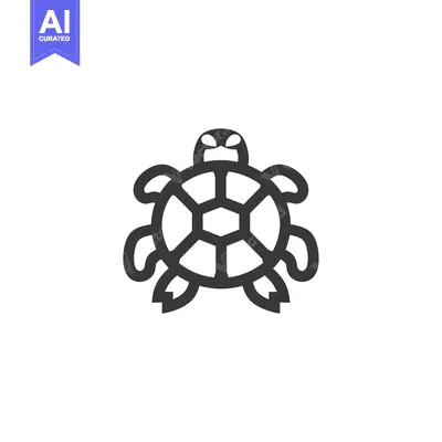 Premium design asset: Black and white line art illustration of a turtle