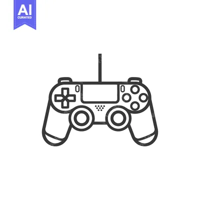 Aset premium populer: Black and White Line Art Illustration of a Video Game Controller