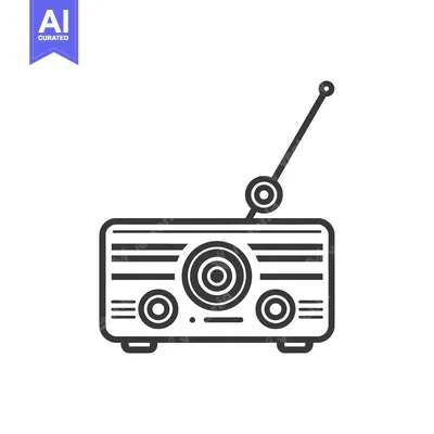 Aset premium populer: Black and white line art illustration of a vintage radio