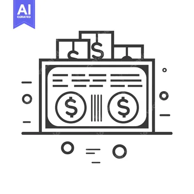 Aset premium populer: Black and white line art illustration of a vintage radio with dollar s